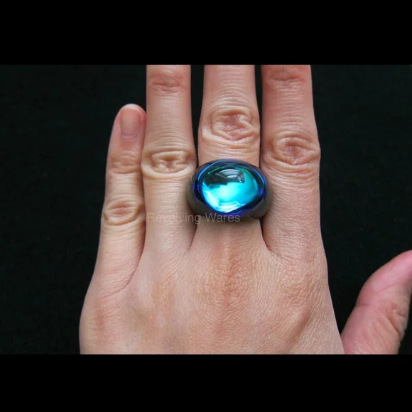 Baccarat Tango Crystal Ring in Black and Gold Bronze Size 6.5 or 52/53 Preowned - Picture 9 of 11